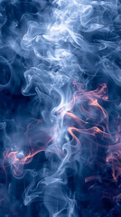 Obraz premium Mesmerizing Abstract Smoke Background with Blue and Red Hues, Seamless Texture for Creative Digital Art, Fantasy, and Mysterious Atmosphere Concepts