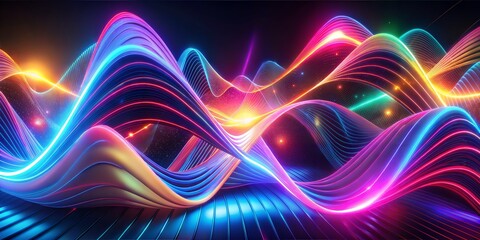 Fototapeta premium A Futuristic 3D Abstract Animation with Fluid Light and Glowing Circles, Stripes, and Spirals in a Loopable Motion Design