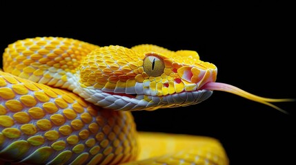 Obraz premium Yellow Viper with a Forked Tongue