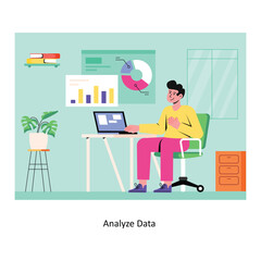 Analyze Data  concept flat style stock illustration with background. EPS 10 File