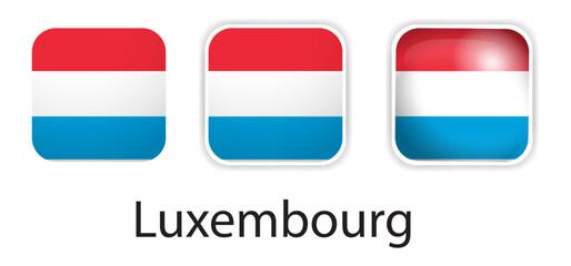 Luxembourg flag vector icons set in the shape of rounded square