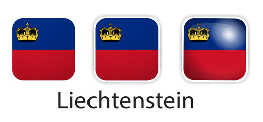 Liechtenstein flag vector icons set in the shape of rounded square
