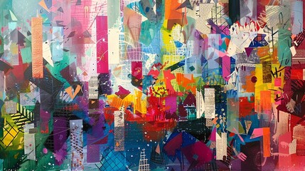 Obraz premium Abstract painting with bold and dynamic colors.