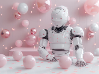 Fototapeta premium A humanoid evoking a sense of celebration and joy within a playful setting