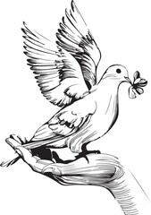Vector bird black and white image   
