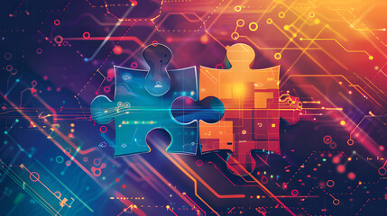 Obraz premium digital puzzle technology concept