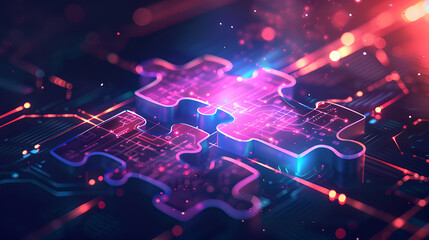 Obraz premium digital puzzle technology concept
