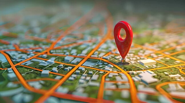 3D Location red pointer online, Search Bar and Pin Isolated pointer on map