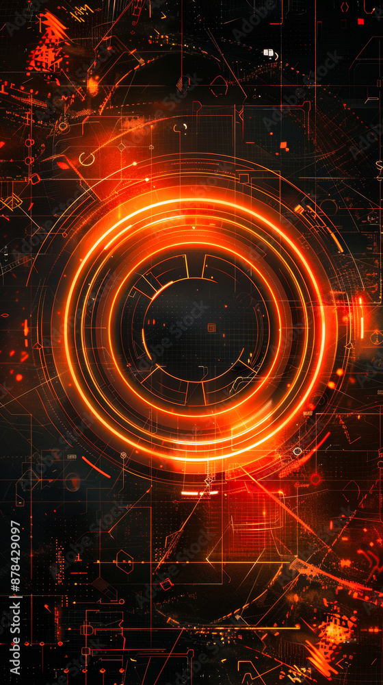 Poster abstract futuristic digital background with circular elements and glowing lights