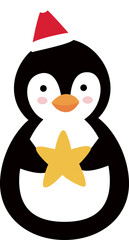 Cute Christmas penguin vector.