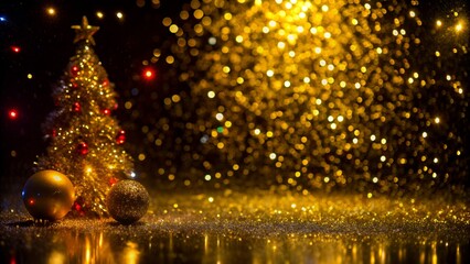 Naklejka premium Abstract of christmas and bokeh light with glitter background
