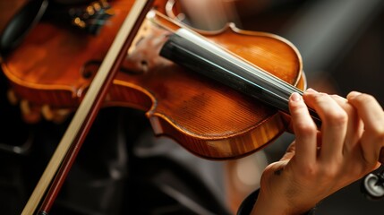 Fototapeta premium A close-up of a violinist playing the violin