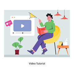 Video Tutorial concept flat style stock illustration with background. EPS 10 File