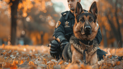 Police officer and his trusty German Shepherd partner 