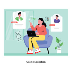 Online Education concept flat style stock illustration with background. EPS 10 File