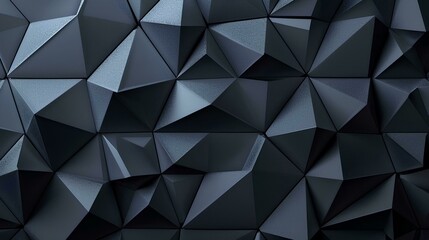 Obraz premium Abstract black geometric background with dark grey triangular texture for wallpaper, template or backdrop design