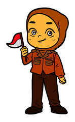 Girl Kid Standing Cartoon Illustration