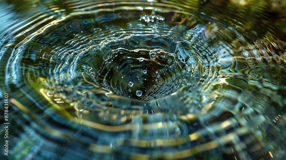 Aufkleber close-up of ripples in water creating a mesmerizing pattern, captured with an emphasis on natural re