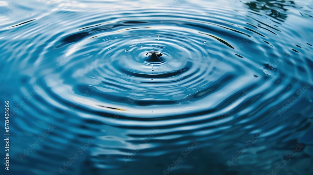 Poster close-up of rippling water creating circular patterns, illustrating nature's tranquility and fluidit