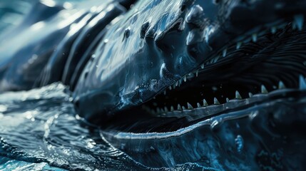 Close-up of a blue whale's massive mouth