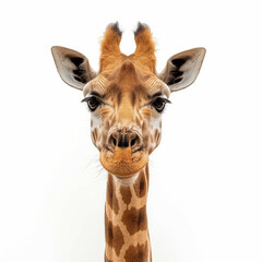 portrait of a giraffe on a white background