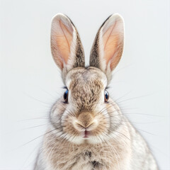 Cute rabbit sitting on a white background