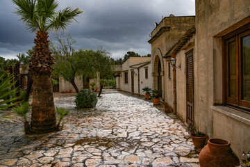 Traditional architecture stone house of Sicily, Italy, Europe	
