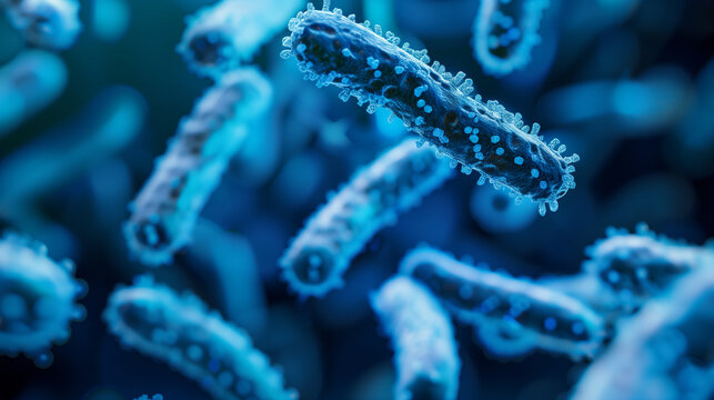 Close focus on bacterial life forms