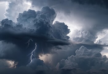 Obraz premium Dark Storm Clouds with Lightning and Smoke