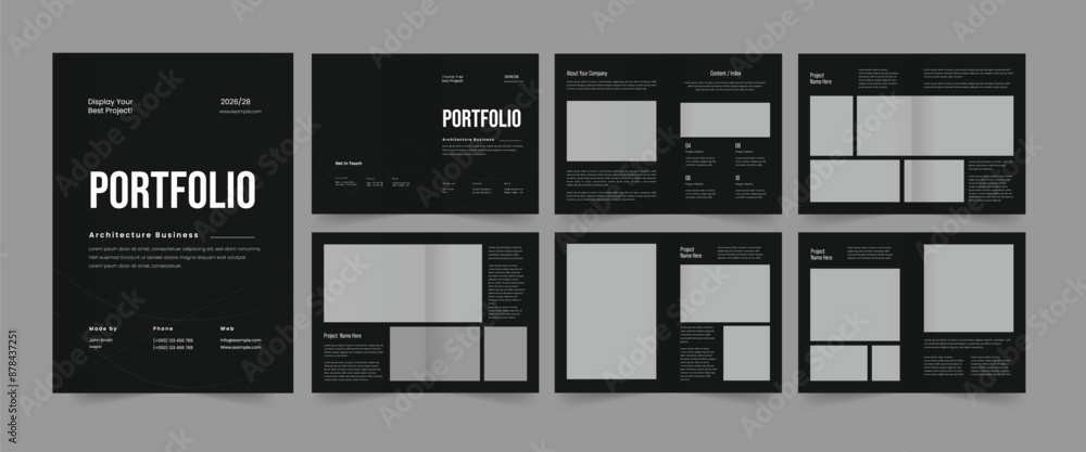 Wall mural architecture portfolio book layout and architecture portfolio layout template