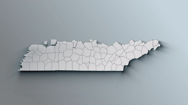 Modern Dynamic White Map of Tennessee with Counties