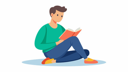  A man reading a book Sitting cross-legged silhouette, vector art illustration