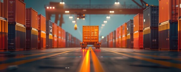 Modern cargo container depot with automated machinery, showcasing innovation in logistics, cargo depot, technology in logistics