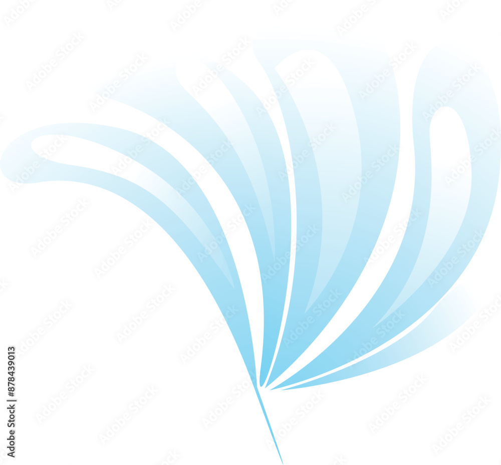Poster abstract blue shape flowing upwards, creating dynamic lines