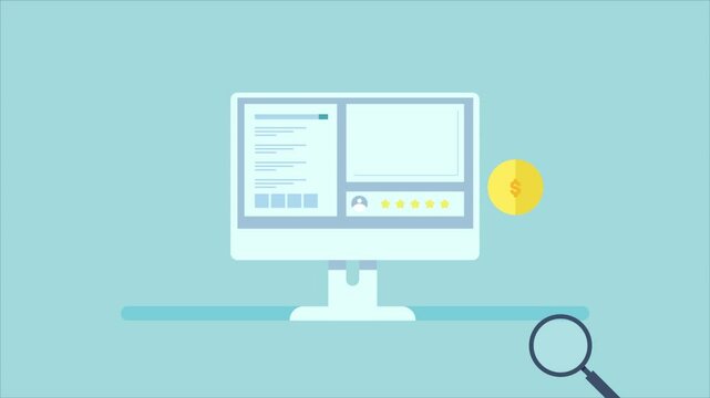 Search engine marketing analytics. Paid search. Analysis of paid search campaign. Cost per click, Pay per click. Animation video clip