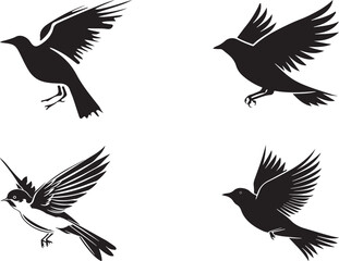 Flying birds vector image. Birds Silhouette Icon Set: Elegant Vector Designs for Your Creative Projects