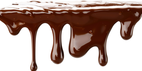 Dripping melted chocolate isolated on transparent or white background