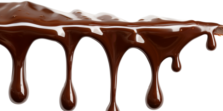 Dripping melted chocolate isolated on transparent or white background