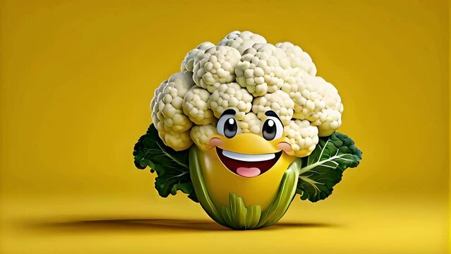 smiling face of a cauliflower. illustration cartoon vegetable