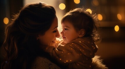 "Mother's Loving Embrace: A Tender Moment Captured Forever"