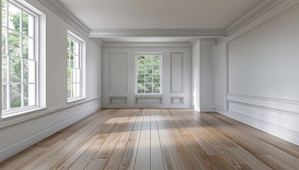 Obraz premium Empty Classic Room Interior With Wooden Floor