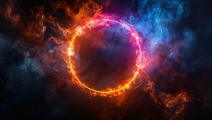 Fiery Ring in Smoke and Haze