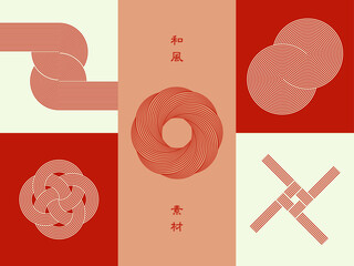 和風な幾何学的な線のデザイン素材