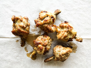 Grilled meat, ribs on the plate with hot sauce