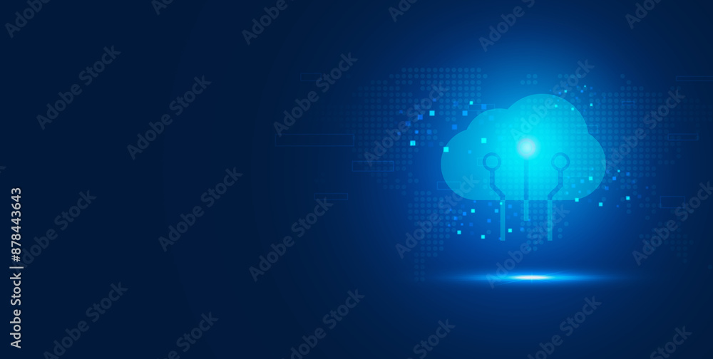 Aufkleber futuristic blue cloud and security abstract technology background, artificial intelligence digital t