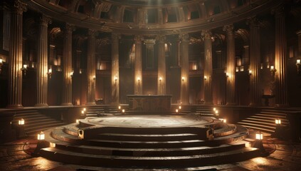 Obraz premium Ancient Temple Interior with Circular Platform