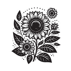 Sunflowers Silhouette vector illustration