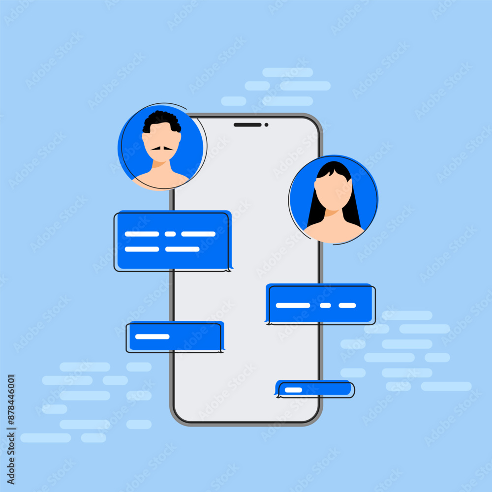 Poster Smartphone with chatting and user avatar in a flat design