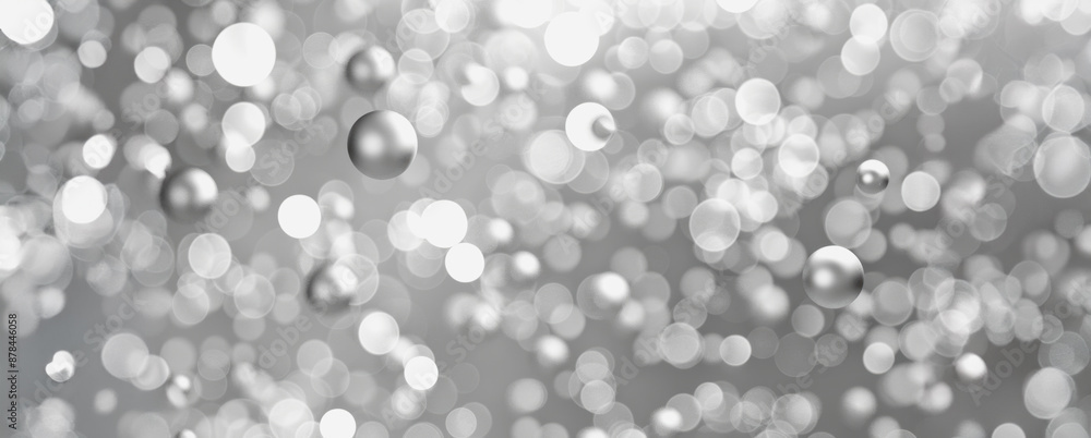 Aufkleber abstract silver bokeh background with blurred circles