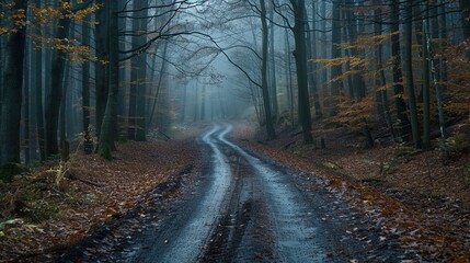 Naklejka premium Misty Forest Path